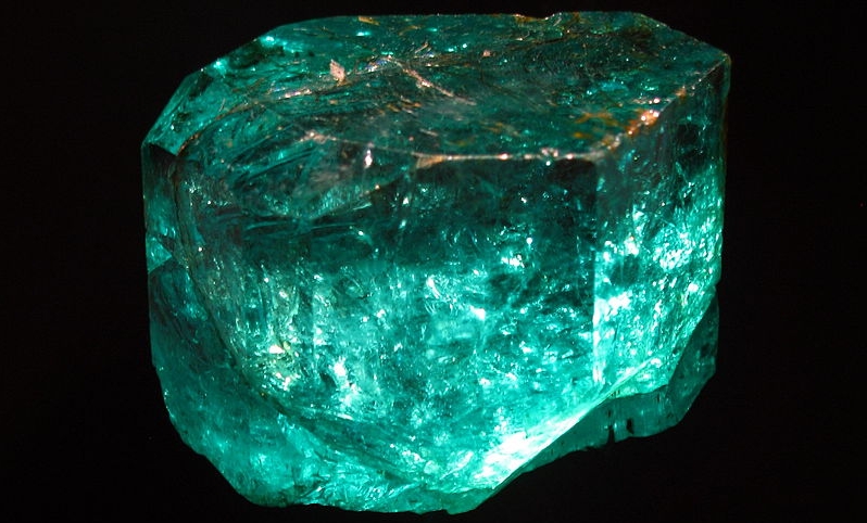 The Gachala Emerald weighs in at 858 carats.  Found in 1967 in Gachala, Columbia, it is housed at the National Museum of Natural History  in Washington, D.C.