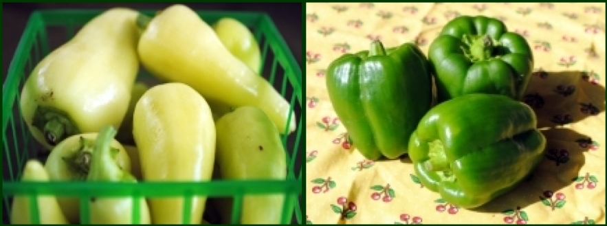 Also this week from Slice of Heaven Farm:  Green Bell Peppers and Hungarian Hot Wax Peppers.