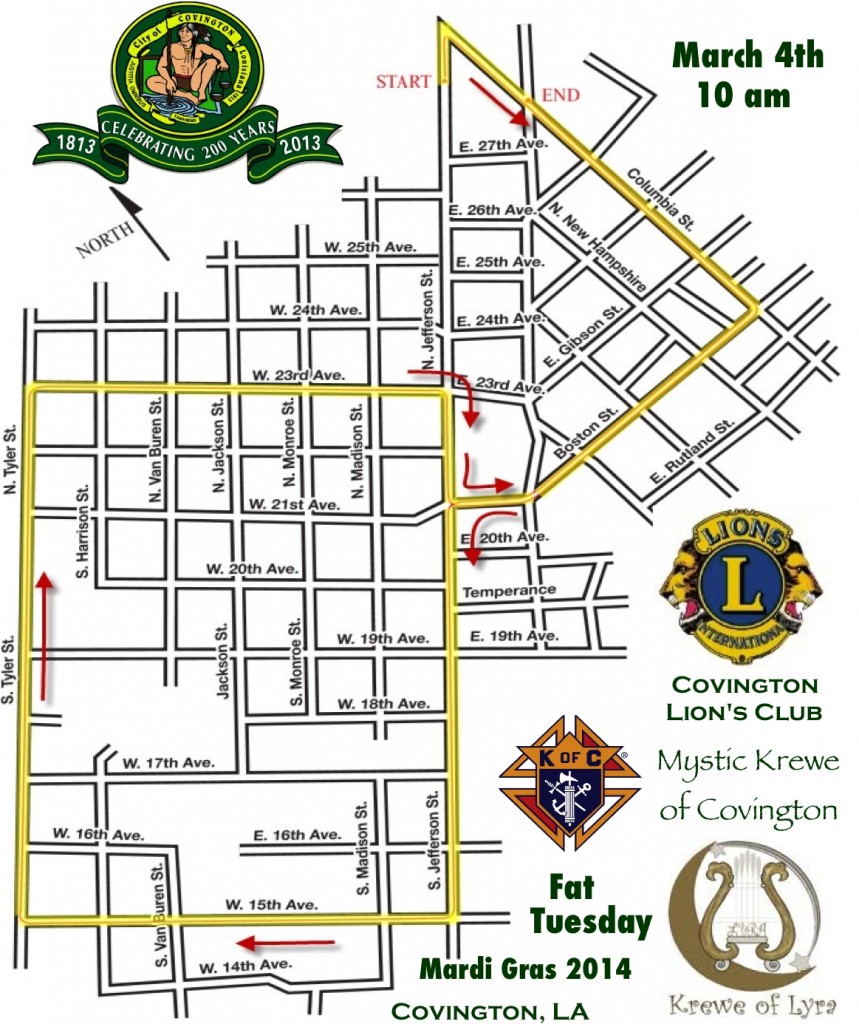 Mardi Gras Parade Map 2014