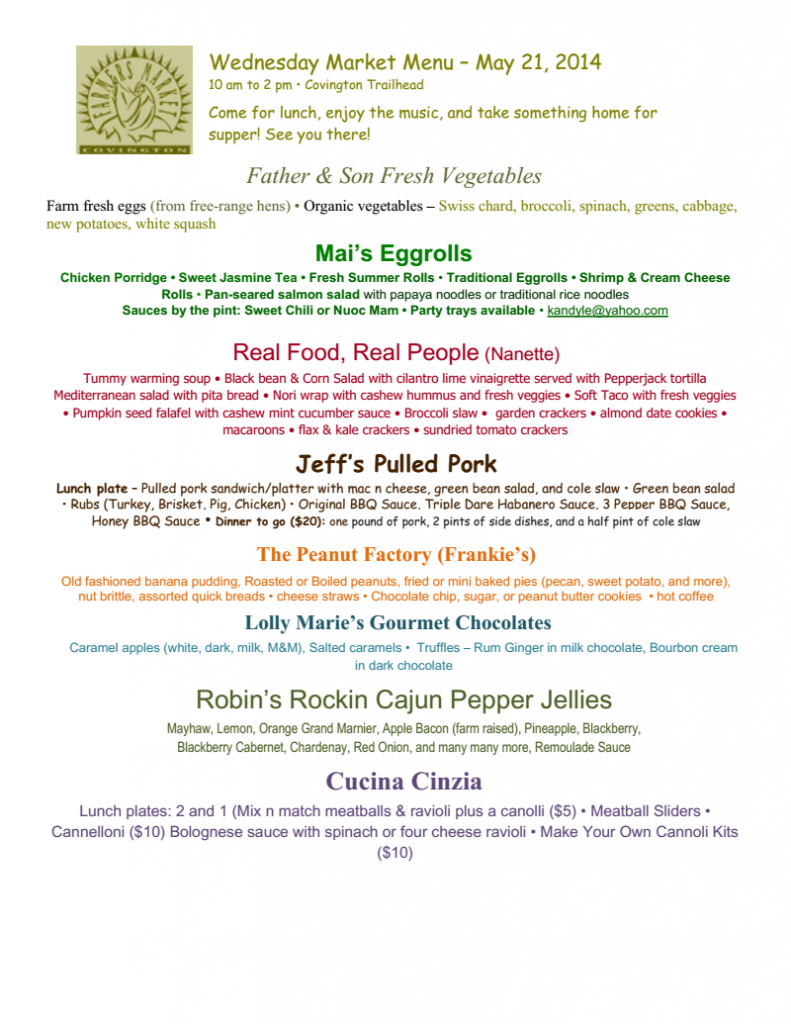 Wed Market Menu 5-21-14