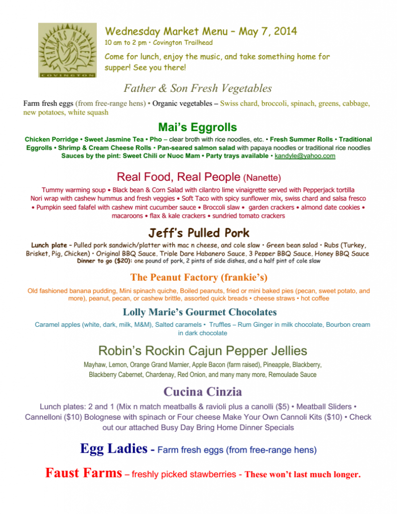 Wednesday Market Menu CF 5-7-14