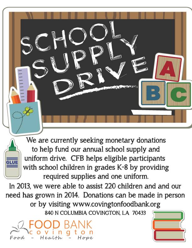 Food Bank School Supplies Drive