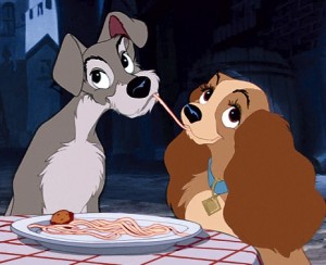 Everyone remembers this adorable scene from Lady & the Tramp. Why not recreate it for your sweetheart?