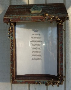Poetry box at Marsolan's Feed & Seed embellished by Maggie McConnell