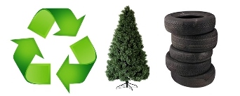 tree recycle and tire graphic