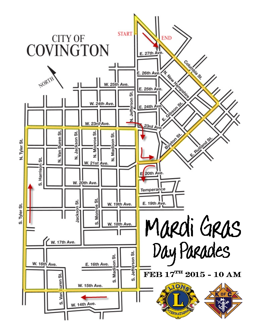 Mardi Gras Day Parade route map Covington Weekly