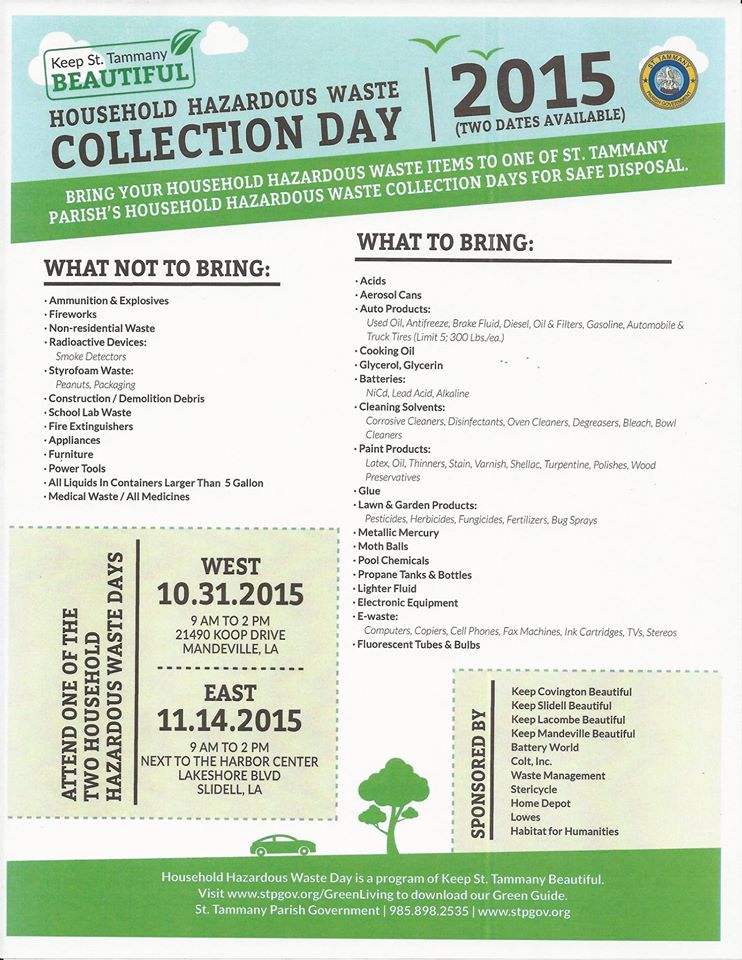 Keep Covington Beautiful Household Hazardous Waste Collection Day