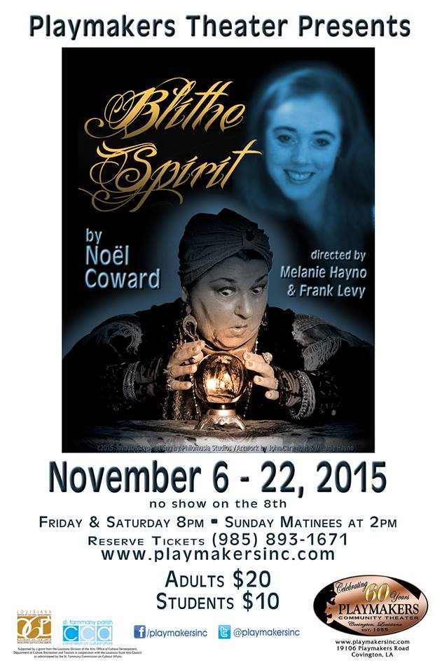 Playmakers’ Presents “Blithe Spirit”, Opening November 6, 2015