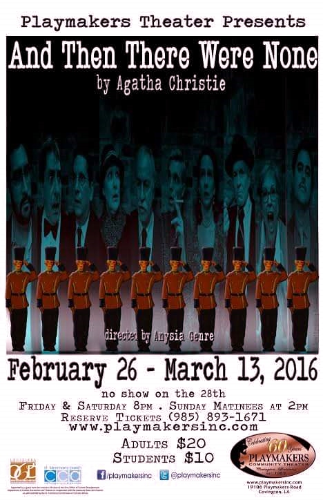 Playmakers Theater Presents Agatha Christie’s “And Then There Were None”