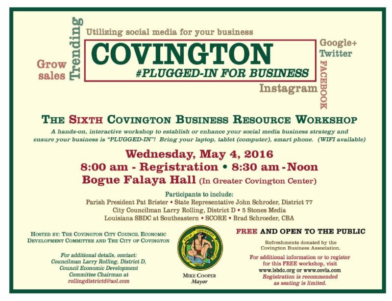 RSVP For Covington’s Sixth Business Resource Workshop