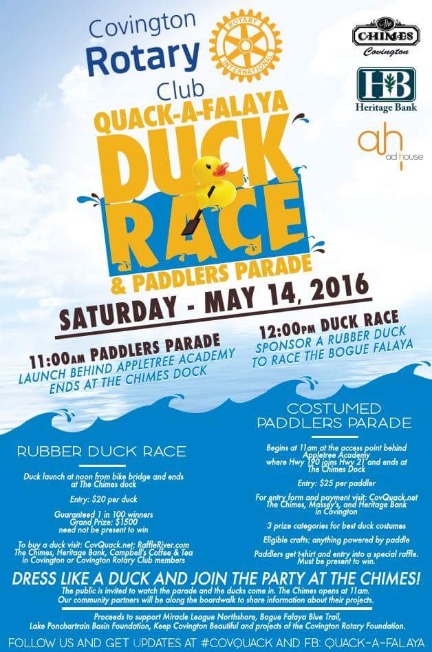 Covington Rotary Club’s Quack a Falaya Just Over a Week Away