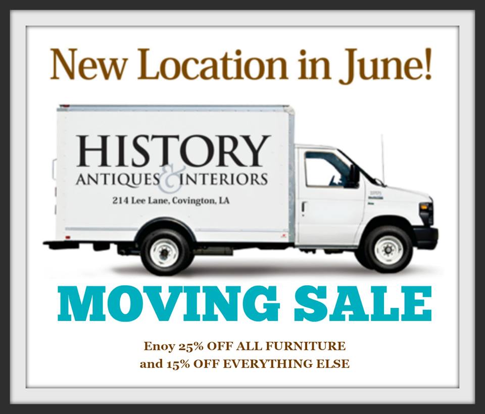 Inventory Moving Sale at History Antiques & Interiors