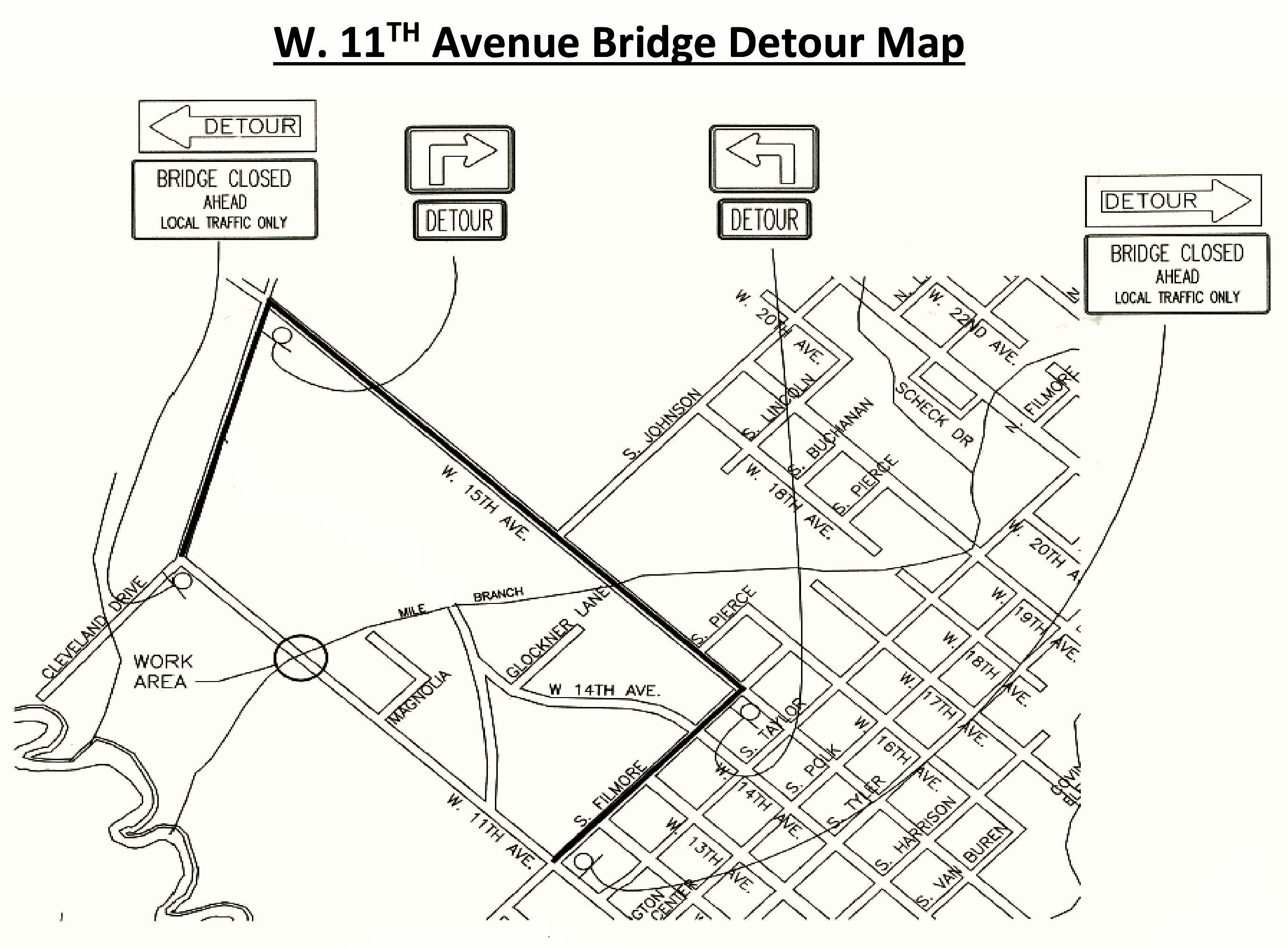 W. 11th Avenue Bridge At Mile Branch Closed For Repairs